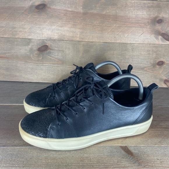 ecco soft 8 womes size 9 shoes black leather comfort walking sneakers - Picture 1 of 8